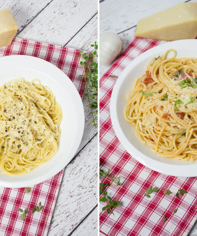 2 Recetas de Espaguetis: Cremoso con Ajo y Parmesano y con Tomates, Ajo y  Albahaca - ENSALPICADAS