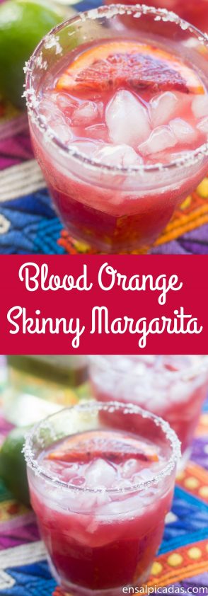 Receta de Blood Orange Skinny Margarita. Margarita con jugo de naranja y lima natural.