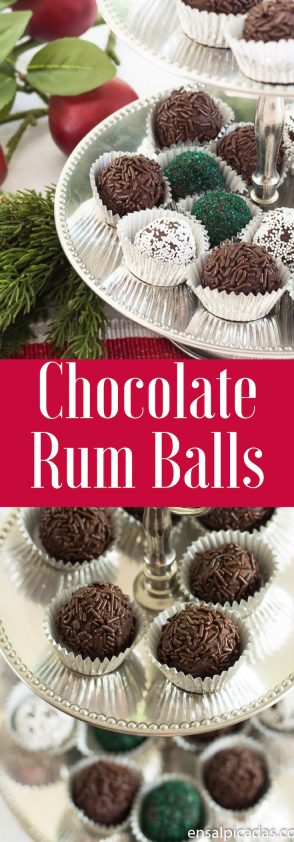 Receta de Chocolate Rum Balls. Bolitas de chocolate con ron.